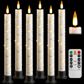 Da by 6 Pcs Flameless Window Candle with Remote and Timer, Battery Operated Candle with String Lights, 9.6 Inch Christmas Candle with 6 Black Base for Home Decoration, Christmas Decoration