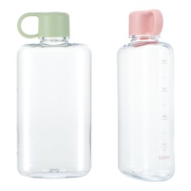 MAQUITA 2 Pack Portable Flat 17 oz Water Bottle, BPA Free Tritan Slim Water Bottle, Plastic Travel Water Bottle for Outdoor Sports, Camping, Fitness, Fits Purse bag Pocket