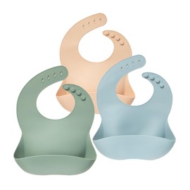 Moonkie Silikon Lätzchen Baby 3er-Set, BPA-frei Abwaschbar Baby Lätzchen Wasserdicht Weich Langlebig Verstellbare Silikon Lätzchen für Babys und Kleinkinder (Äther/Salbe/Sahne)