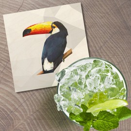 Unbranded Triangulated Toucan Animal 4'' X 4'' Square Wooden Coaster