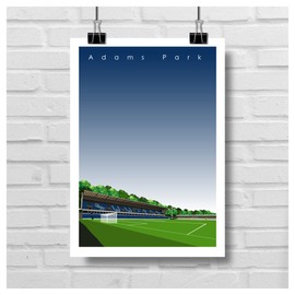 GroundDesigns WYCOMBE WANDERERS FC Football Gift ADAMS PARK Stadium Art Unframed A3 Print