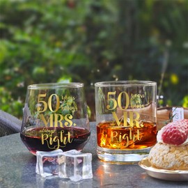 Pokolllee 50th Anniversary Wine Glass Gifts for Couples, 50 Years Anniversary Wedding Gifts, 50th Being Mr Mrs Gifts Set, 50th Anniversary Wine Glass, 50th Anniversary Wine Glass for Parents Lovers