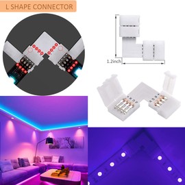NISICO 4 Pin LED Connectors for Strip Light, Include Most of Solderless Connectors Suitable to 10mm Wide 5050 RGB LED Light Strip Quick Connection