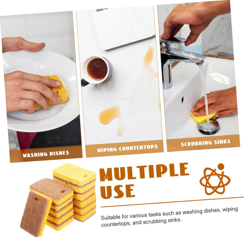 SHOWERORO 12pcs Reusable Kitchen Dish Sponges Strong Absorption Multi-Function Eco-Friendly