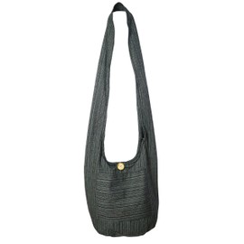 Lovely Creations Hobo Bohemian Sling Crossbody Shoulder Bag with Pocket Medium Size (ST M Black)