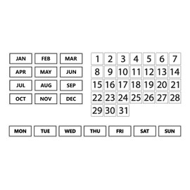 Whiteboard Calendar Magnet Bundle (Dates, Days of The Week, Months) by DCM Solutions (Black Inverted, 0.5"x0.5")