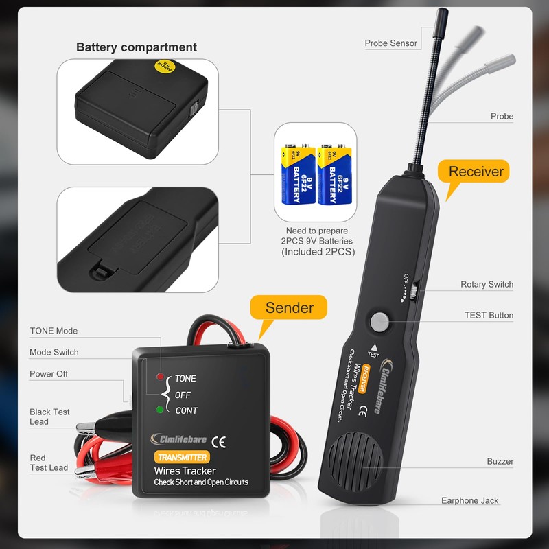 Wire Tracer Electrical,Circuit Tracer,Automotive Electrical Open&Short Finder Circuit Tester,Wire Cable