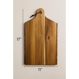Acacia Wood Charcuterie Board with Handle – 17x11 Rustic Serving Tray for Bread, Cheese & Appetizers