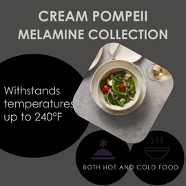 Creations Melamine Small Dip Snack Bowls, Steelite Heavy Duty Unbreakable Commercial Foodservice Restaurant Grade, Pompeii Stone 3.8" Round, 5 Oz, Uneven Rim Crazed Textured, Set of 24, Cream