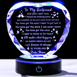 Gifts for Girlfriend Crystal with Light Base Girlfriend Gifts from Boyfriend, I Love My Girlfriend to My Girlfriend Romantic Gifts on Valentine's Day Birthday Christmas