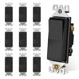 AIDA 3 Way Decorative Light Switch, Electric Switches,15Amp, 120/277 Volt, 3 Way Rocker Switch, Wall Switch Replacement, Self-Grounding, Residential and Commercial Grade, UL Listed (20 Pack,Black)
