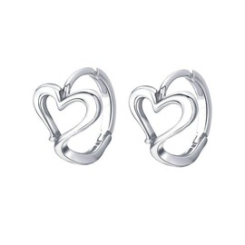 Minimalist Hollow Heart Love S925 Sterling Silver Small Hoop Earrings for Cartilage Women Sensitive Ear Dainty Huggie Hoops Hypoallergenic Fashion Jewelry Gifts Valentine's Day (Silver)