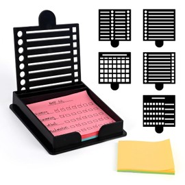 Soporte para notas adhesivas compatible con notas Post It, dispensador de plantillas de notas adhesivas de 3 x 3 pulgadas con plantilla, organizador de bloc de notas con plantilla de dibujo