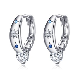 Moon Star Earrings Sterling Silver Star Moon Huggie Hoop Earrings Celestial Jewelry Star and Moon Gifts for Women