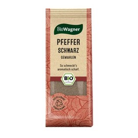 BioWagner - Organic Pepper Black Ground | Ideal for Dark Meat, Rice and Vegetable Dishes | Natural Organic Ingredients | Recyclable Packaging | 50 g