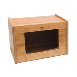 Lipper International 8847 Bamboo Wood Bread Box with Tempered Glass Window, 15-1/2" x 9-1/2" x 9-3/4", Bamboo Wood/Glass, Small