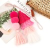 QTKJ Colorful Bohemian Pompom Tassel Keychain Handbags Straw Bag Charms