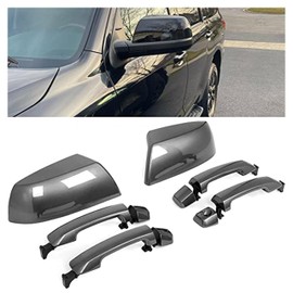 Kojem Door Handles & Mirror Covers Kit Compatible with 2011-2022 Tundra Crewmax/Sequoia W/O Passenger Keyhole Assembly (Gray 1G3)