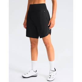 Pantalones cortos de ciclismo 4D acolchados para mujer, con bolsillos con cierre, cintura alta, para ciclismo, equitación, bicicleta