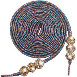 QUEEN SCHWAN Flat Glitter Shoelaces for Women & Girls – Ultra Sparkly,Perfect for Sneakers & Boots (Glitter Tricolour, 45inch(115cm))