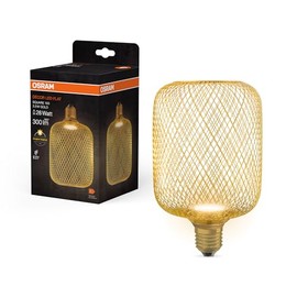 OSRAM DECOR LED flat lamp in metal housing made of frosted plastic in gold with 100 mm in warm white (2700 K), 3.5 W / 300 lm and E27 socket, is non-dimmable and offers elegant lighting.