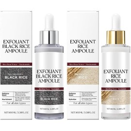 Solución Exfoliante de Arroz Blanco y Negro, 2025 Exfoliante de Arroz Blanco y Negro, Limpia en Profundidad, Suave y No Irritante, Apto para Todo Tipo de Pieles. (Negro+Blanco, 1)