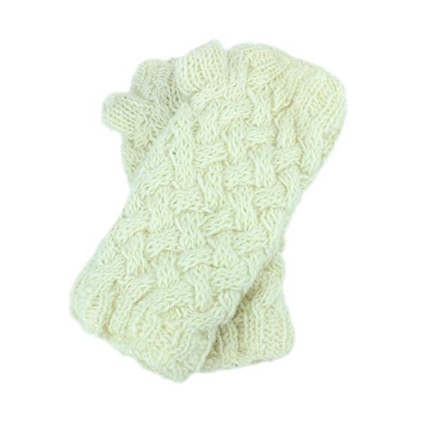 LOUDelephant Chunky Wool Knit Arm Warmers - Plain - Off