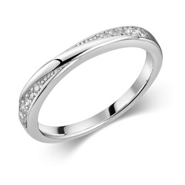 MATERIA by Matthias Wagner Women's Rings 925 Silver Thin - Silver Ring with White Zirconia Stones Rhodium-Plated, Rhodium-plated (tarnish protection), Cubic Zirconia