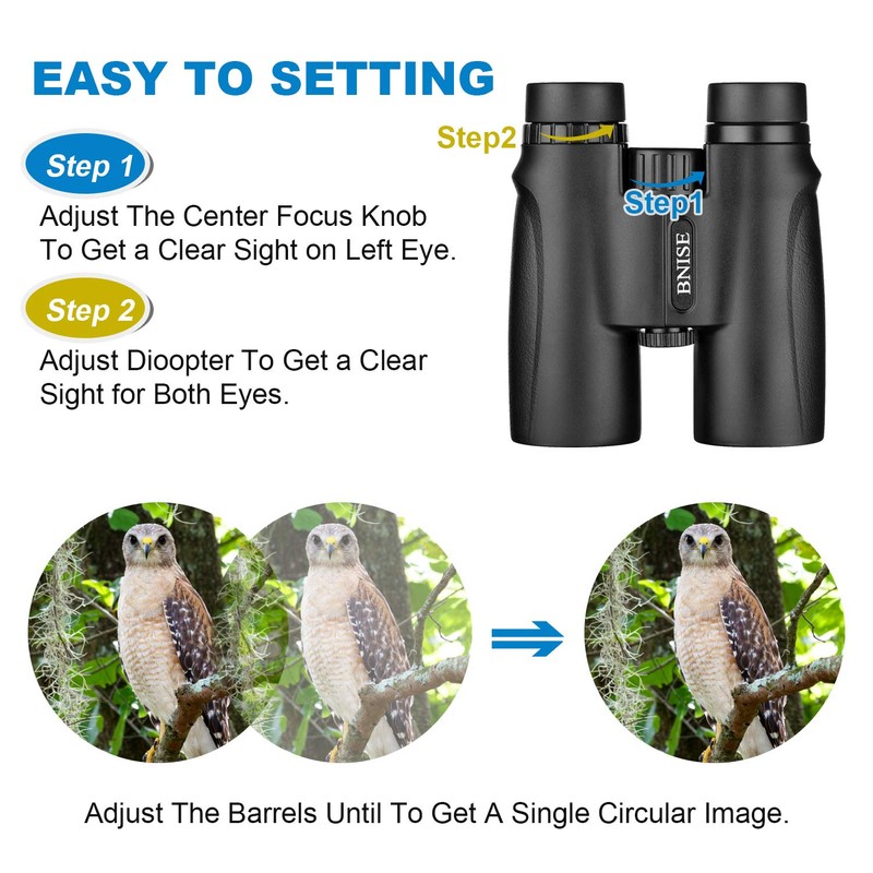 BNISE Binoculars for Adults, 10X42 Roof Prism Low Light Vision