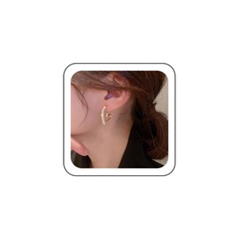 Zeshimb Gold Heart Hoop Earrings Diamond CZ Heart Shaped Dangle Drop Earrings Large Rhinestone Crystal Love Heart Statement Earrings Jewelry for Women and Girls, Zinc, No Gemstone