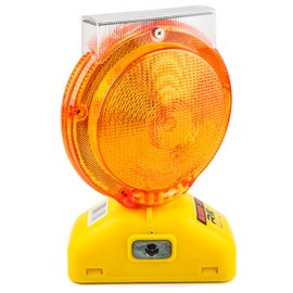 (One Ea) RK Safety BLIGHT-ST Solar Rechargeable Barricade Amber LED Warning Lights | Traffic signal Flashing 2-Sided Visibility, Type A/C, 3-Way Operation Switch | W/Switch Pin and Bolt