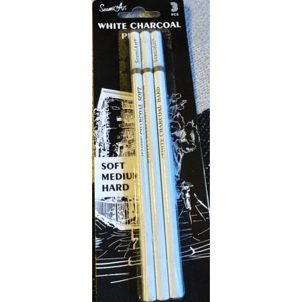 SeamiArt Professional 3 White Charcoal Pencils Set NEW Shipping Included