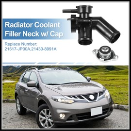 HEROFFIX Engine Radiator Filler Neck with Fully Sealed Cap Replacement for Nissan Quest 14-17 for Nissan Murano 09-14, No.21517JP00A/214308991A Plastic Black 1Set