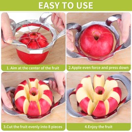 LIIGEMI Stainless Steel Apple Slicer,8 Blade Apple Corer and Cutter for Various fruits, Sharp and Sturdy, Anti-slip Handle Easy to Use.