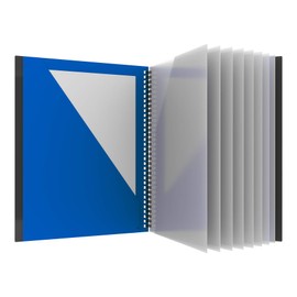 Oxford 10 Pocket Folder, Plastic Spiral Portfolio, for School and Office, Multi-Pocket Organizer, Anti-Tear Edges, 8 Clear Pockets, 2 Diagonal Interior Pockets, Letter Size, Blue (89331)