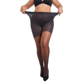 ZUMIY Women’s Plus Size Control Top Tights 15 Denier, Durable Semi Opaque Pantyhose, High Waist Ultra-Soft Touch Stretchy Opaque Control Tights (UK, Alpha, One Size, Plus, Tall, Black)