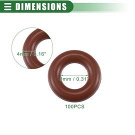 Motoforti Universal O Ring Seal Gasket, Orings Seal Washer Replacement for Plumbing Repair for Cars Trucks SUVs Trailers, 8mm ID x 4mm CS, Rubber, Brown, 100pcs