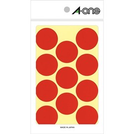 A-One 07231 Color Labels, Red, Round, 1.2 inches (30 mm), 14 Sheets