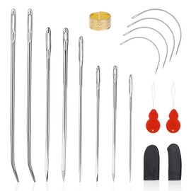Kit di riparazione tappezzeria 12 pezzi aghi da cucire in pelle aghi per cucire a mano aghi triangolari aghi per borsa per riparazione tela