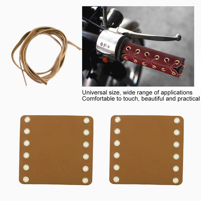 Grcfumo Motorcycle Handlebar Grip Covers, Motorcycle Grip Wraps, Leather Handle