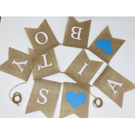 Shimmer Anna Shine It's a Boy Burlap Banner for Baby Shower Decorations and Gender Reveal Party (Blue)