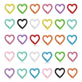 0XBIT Pack of 30 Mini Key Rings Carabiner Heart Colourful Carabiner Ring Spring Bags Carabiner Hook for Strap Chain, Key Chain, Backpack, DIY Crafts, multicoloured