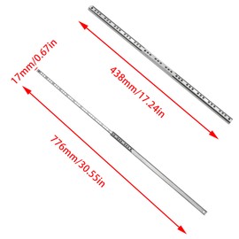 Mormchlots 2Pcs 438mm/17.24" Silver Stainless Steel Drawer Slides, Small Drawer Rails, Ball Bearing Two Way Slide Track Rail, with Mounting Screws(1 Pair)