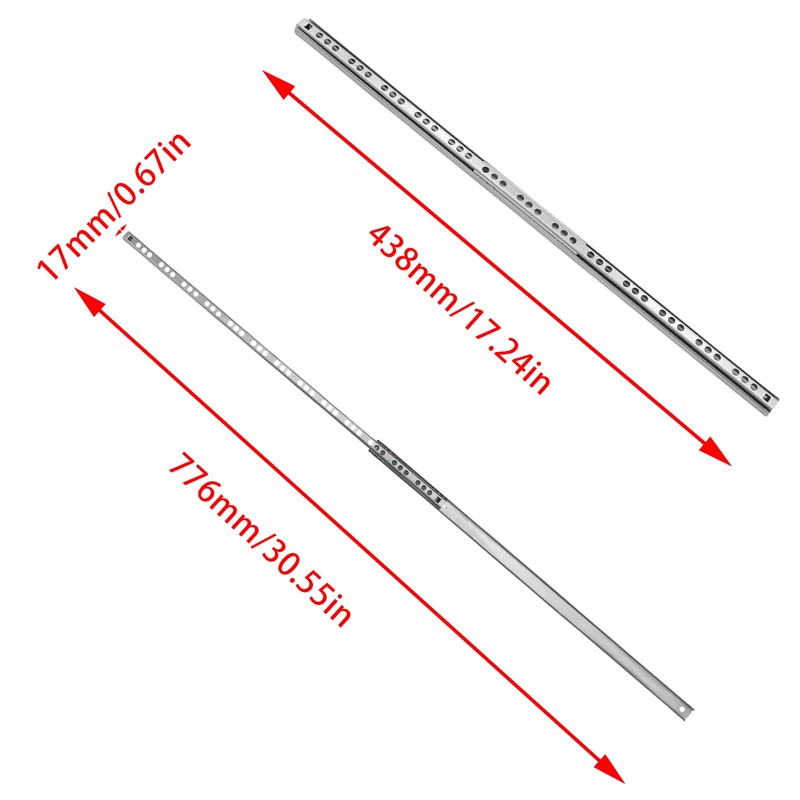 Mormchlots 2Pcs 438mm/17.24" Silver Stainless Steel Drawer Slides, Small Drawer