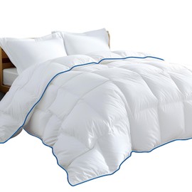 Ankwos Lightweight White Down Alternative Comforter - Soft, Fluffy, and Cozy - All-Season Bedding, Machine Washable, Hypoallergenic Duvet Insert Oeko-TEX Certified (Queen, 90 x 90 inches)