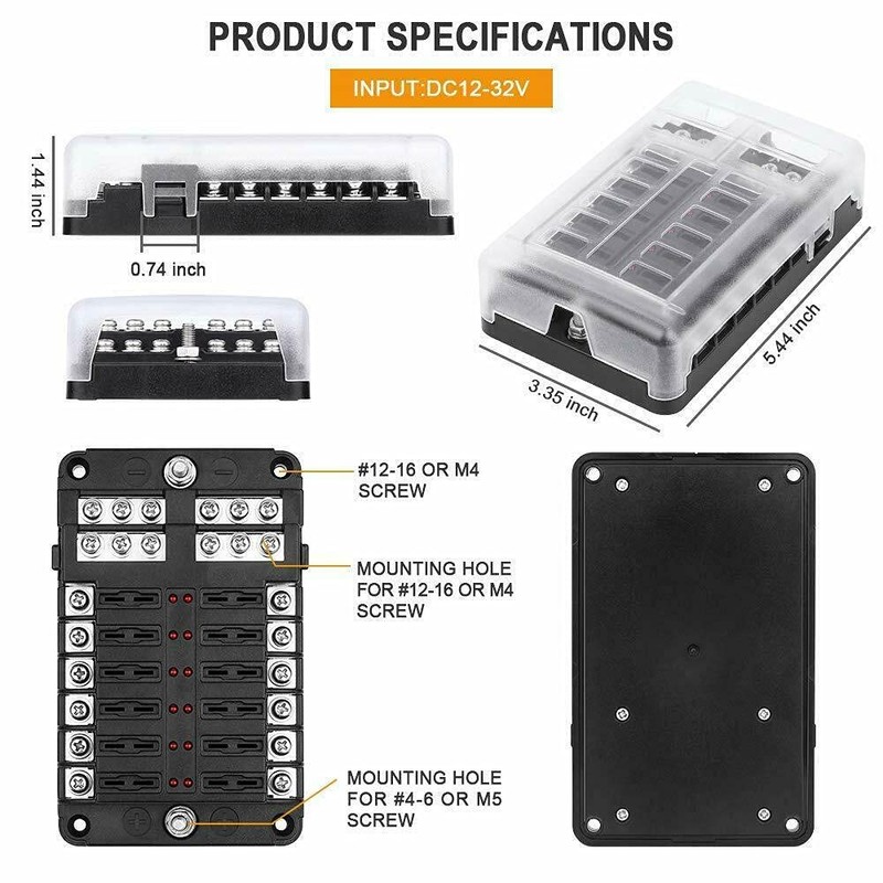 Costcom 12 Way Blade Fuse Auto Block Box Holder Indicator