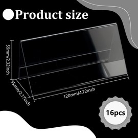 BENECREAT 16 Pack Acrylic Table Name Plates, 5.9x12cm Blank Name Plate Holder Desk Signs, Double-Sided Name Plate Display Stand for Business Office Meeting Classroom