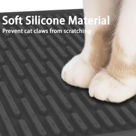 Silicone Cat Litter Mat, 24" X 15" Kitty Litter Trapping Mat, Waterproof Litter Box Mat for Floor, No-Slip Litter Catcher Mat with Internal Grooves and Protrusions (Light Gray)