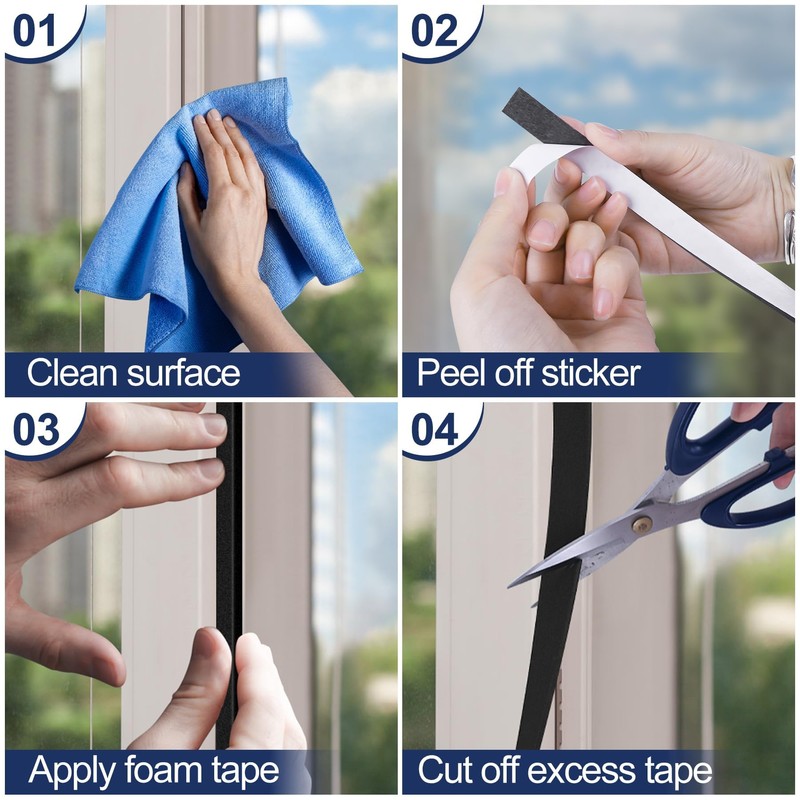 26Ft Foam Tapes Self Adhesive Foam Seal Strips 1/2In x