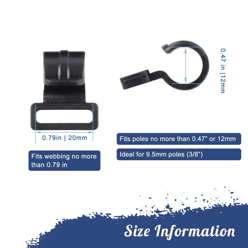 Tent Pole Clips, C Clips for Tent, Tent Pole Attachment